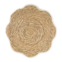 Placemat bloem wit - zeegras - ø38 cm