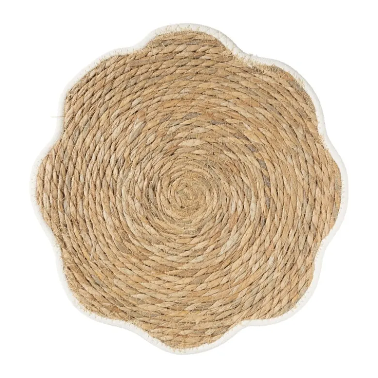 Placemat bloem wit - zeegras - ø38 cm