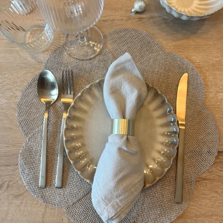 Placemat 3D bloem - bruin - ø38 cm