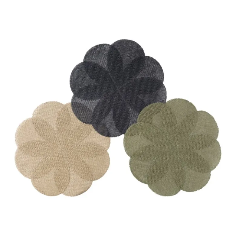 Placemat 3D bloem - zwart - ø38 cm