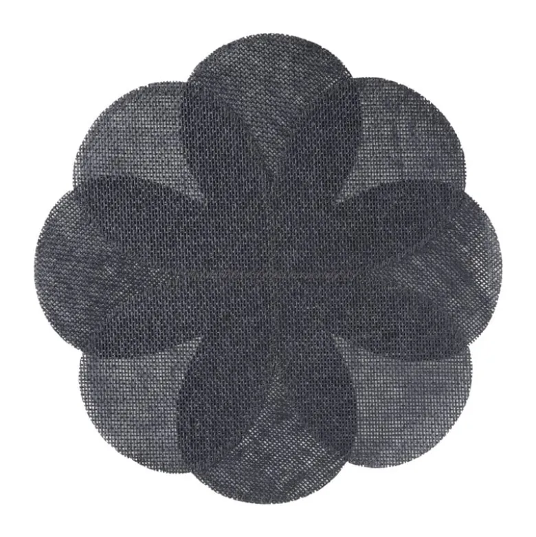 Placemat 3D bloem - zwart - ø38 cm
