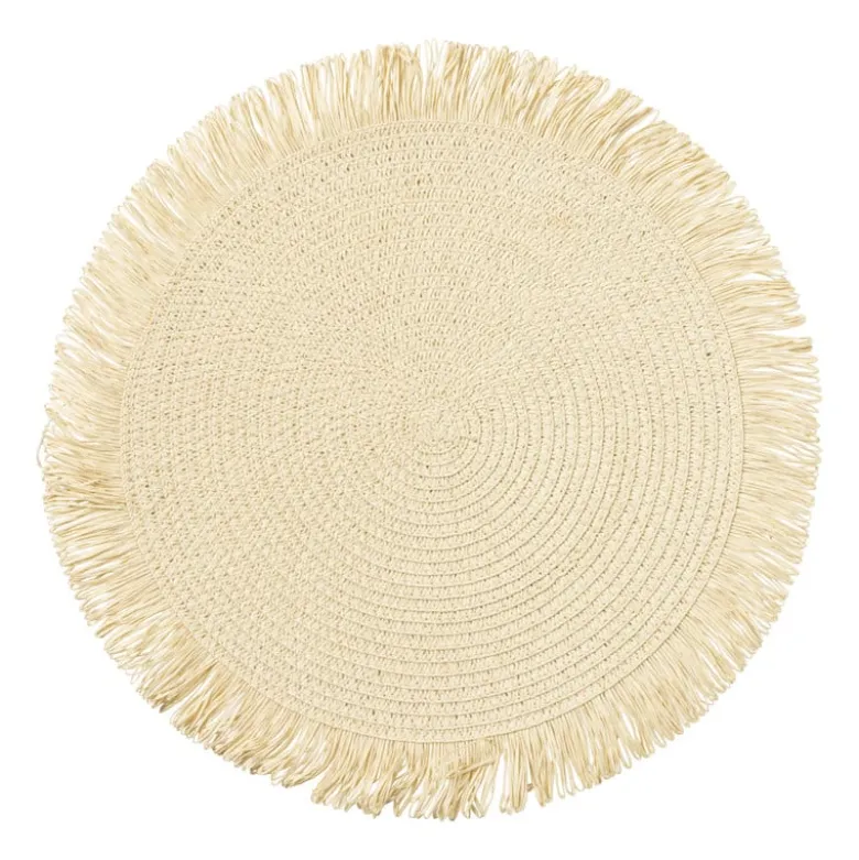 Placemat franjes - zand - ⌀38 cm