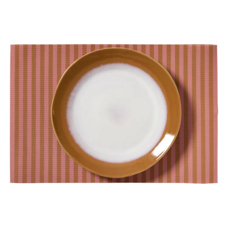 Placemats streep - roze/bruin - set van 2