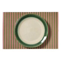 Placemats streep - roze/groen - set van 2