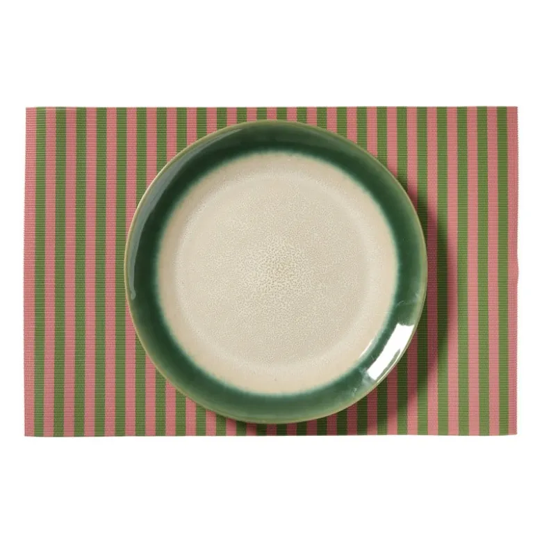 Placemats streep - roze/groen - set van 2