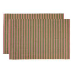 Placemats streep - roze/groen - set van 2