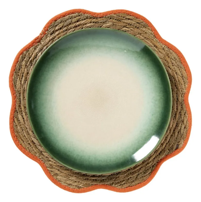 Placemat zeegras bloem - oranje