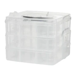 Plastic bewaardoos met vakken - 15x15x13 cm
