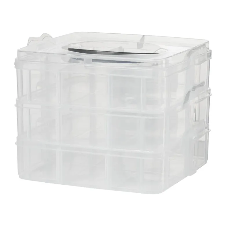 Plastic bewaardoos met vakken - 15x15x13 cm
