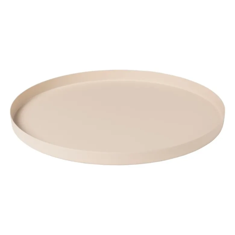 Plateau metaal rond - beige - ø25x1.5 cm