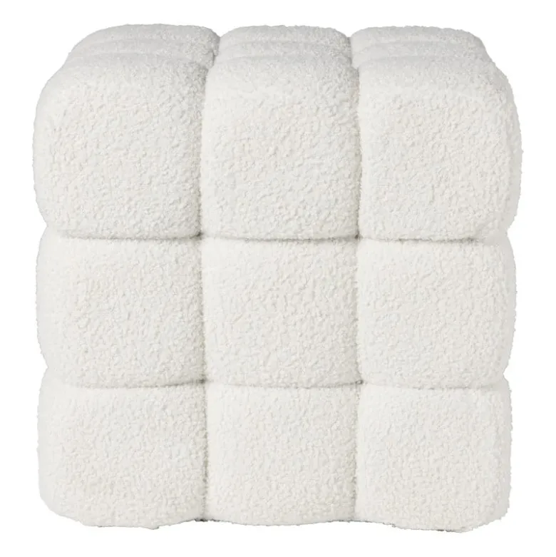 Poef chunk teddy - beige - 36x36x36 cm
