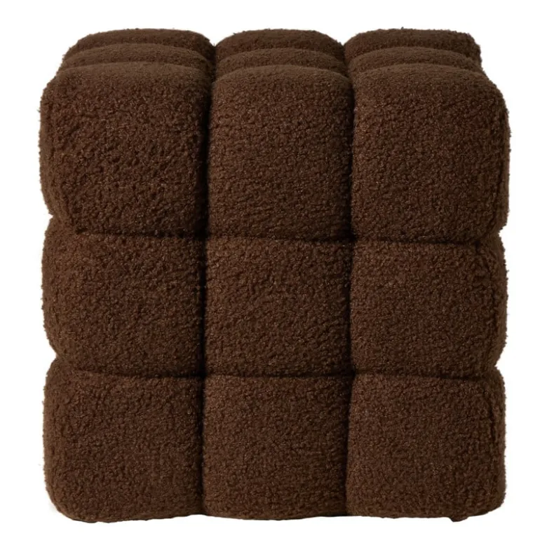 Poef chunk teddy - bruin - 36x36x36 cm
