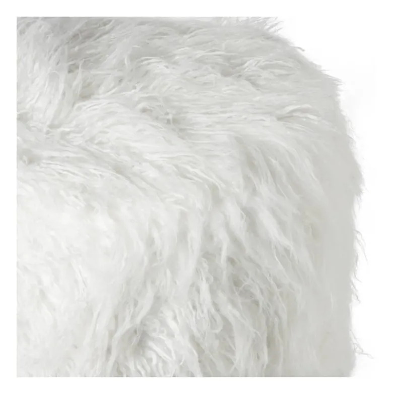 Poef fluffy - wit - 38x42x42 cm