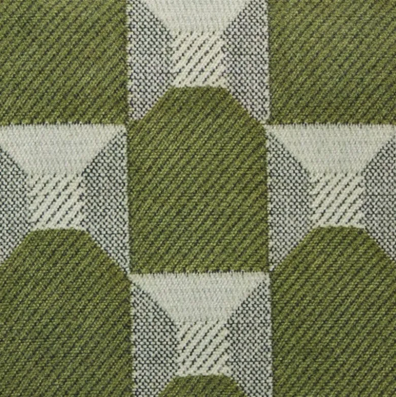 Poef grafisch - groen/beige - 37x37x36 cm