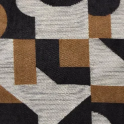 Poef grafisch - zwart/beige - 37x37x36 cm