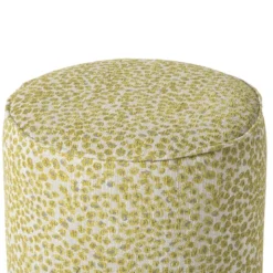 Poef jacquard - geel - ø35x39 cm