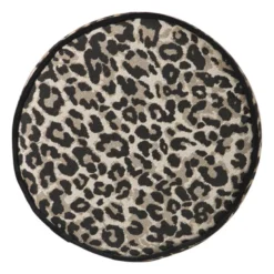 Poef luipaard - zwart/beige - ø35x40 cm