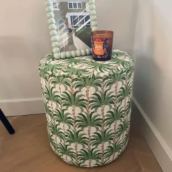 Poef palm - groen - ø35x39 cm