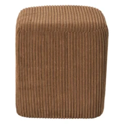Poef rib vierkant- bruin - 38x35x35 cm