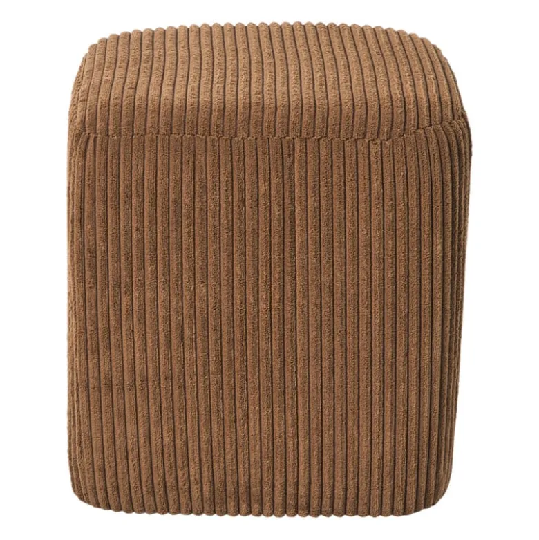 Poef rib vierkant- bruin - 38x35x35 cm
