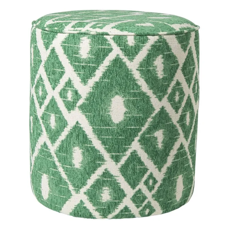 Poef ruit - groen - ø35x38 cm