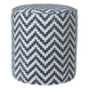 Poef zigzag - blauw/wit - ø35x38 cm