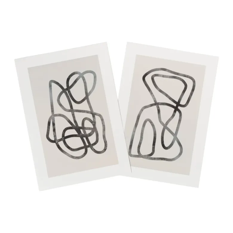 Poster abstract 2 - beige/zwart - 13x18 cm