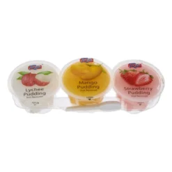 Pudding fruit - lychee/mango/aardbei - 3x65 gram