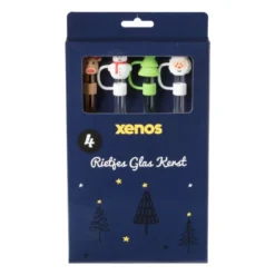 Rietjes kerst glas - set van 4 - ø1x20 cm