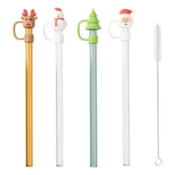 Rietjes kerst glas - set van 4 - ø1x20 cm