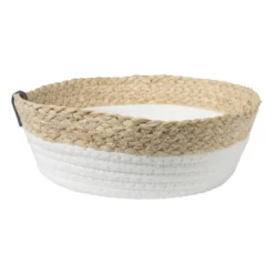 Rond mandje - ø24x8 cm - naturel/wit