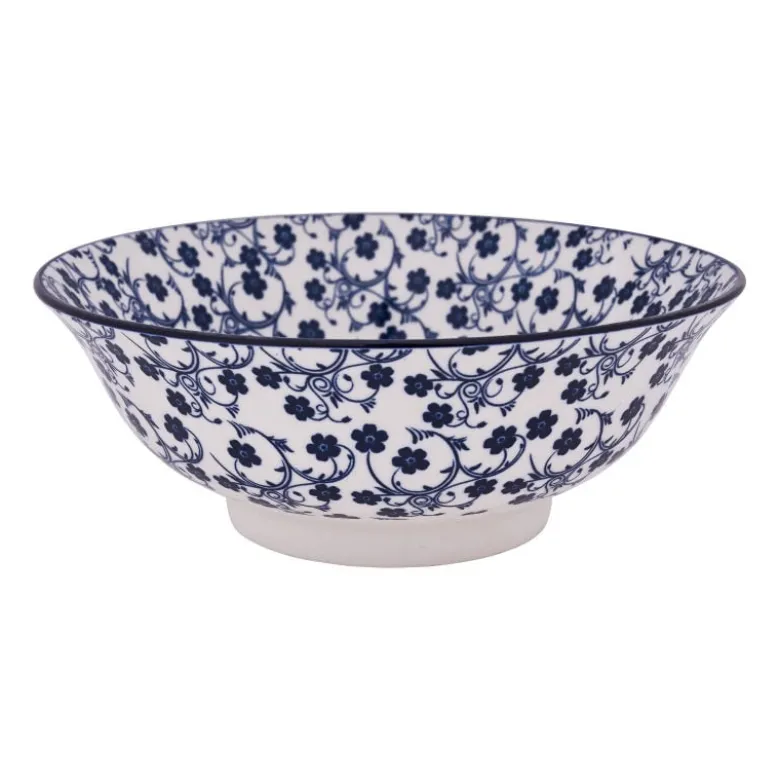 Schaal blue print - flowers - ⌀21 cm