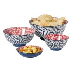 Schaaltje Amily middel - donkerblauw/rood - ø12x5.8 cm