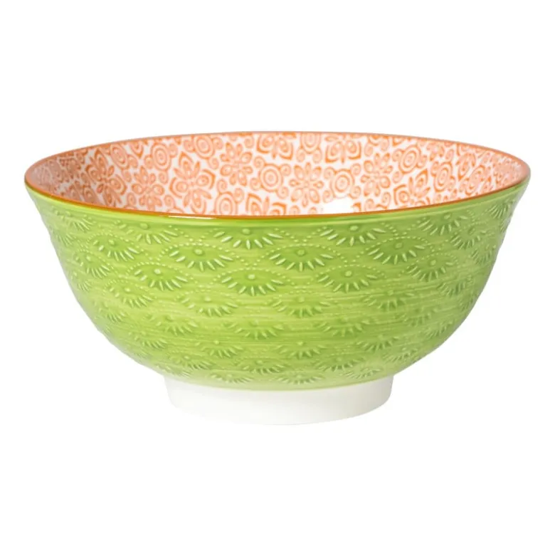 Schaaltje Anke groot - groen/oranje - ø15.5x7 cm