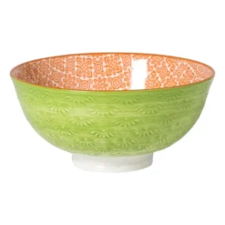 Schaaltje Anke middel - groen/oranje - ø12x5.8 cm
