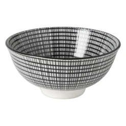 Schaaltje black print streep - ø12x6cm