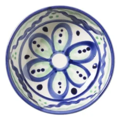 Schaaltje flor plat - groen/blauw - ø10 cm