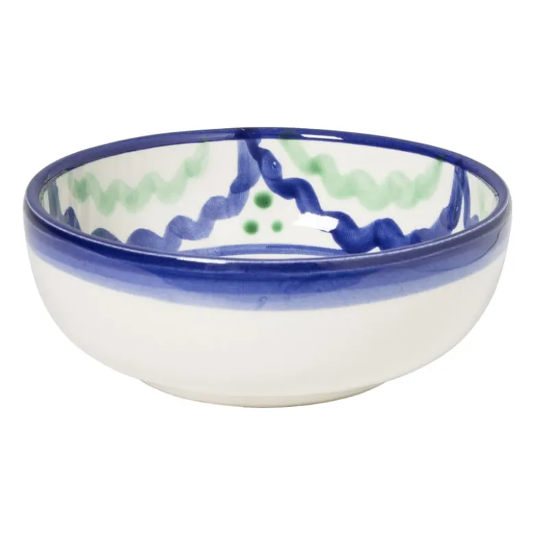 Schaaltje flor plat - groen/blauw - ø10 cm