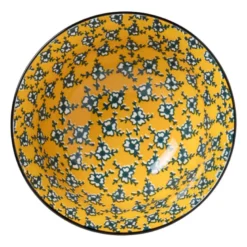 Schaaltje Leyla - geel/zwart - ø15.8x7.3 cm