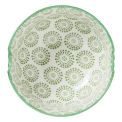 Schaaltje met eetstokjes - groen/wit - ø14.7x9 cm