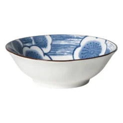 Schaaltje Mico bloemen groot - blauw/wit - ø10.8x3.7 cm