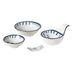 Schaaltje Mico kat groot - blauw/wit - ø10.8x3.7 cm