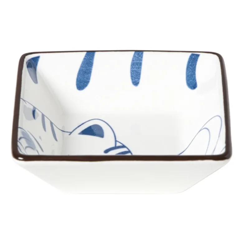 Schaaltje Mico kat klein - blauw/wit - 3x9.2x9.2 cm