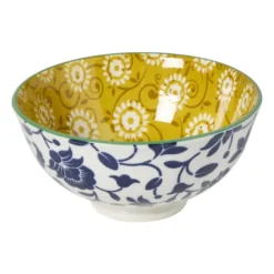 Schaaltje middel Bianca - geel/blauw - ø12x5.8 cm