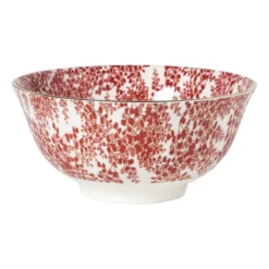 Schaaltje Mirna blaadjes groot - rood/wit - ø15.5x7 cm