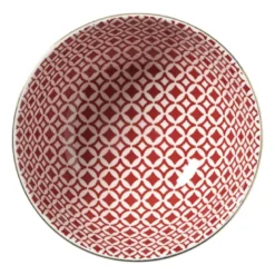 Schaaltje Mirna ruit klein - rood/wit - ø12x5.8 cm