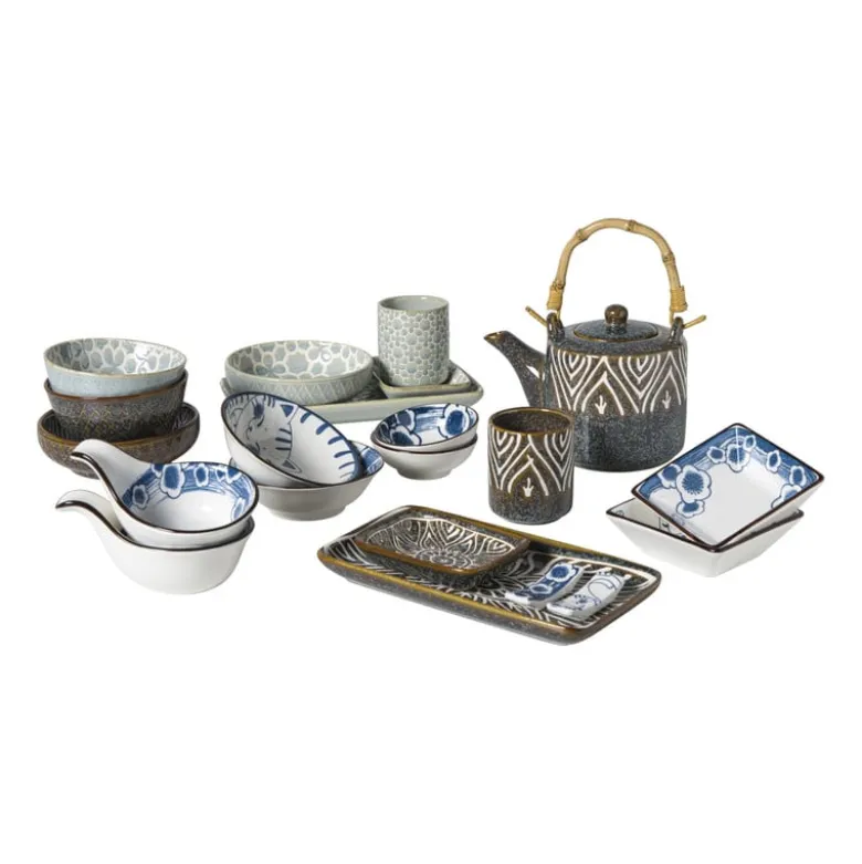 Schaaltje Nori rechthoekig - blauw/geel - 2x20.5x11 cm