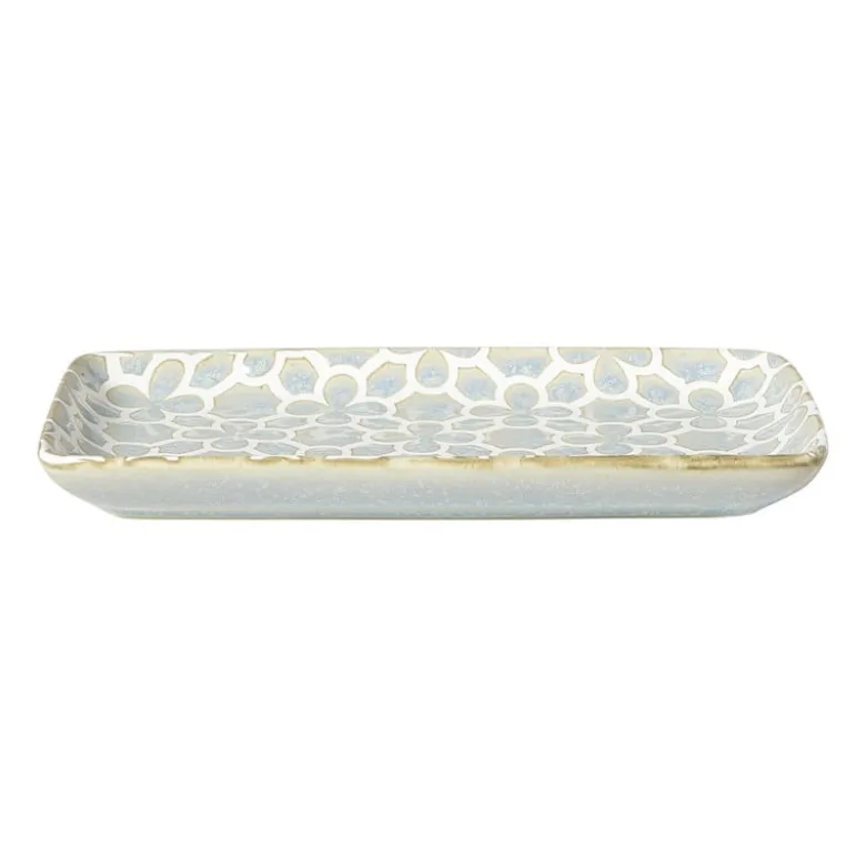 Schaaltje Nori rechthoekig - lichtblauw/wit - 2x20.5x11 cm