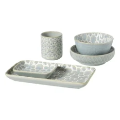 Schaaltje Nori rechthoekig - lichtblauw/wit - 2x20.5x11 cm