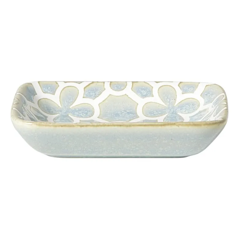 Schaaltje Nori rechthoekig - lichtblauw/wit - 2x10x7.5 cm